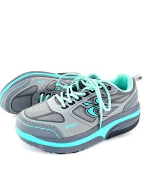 GDEFY Gravity Defyer Sneaker Womens Gray Teal Sz 11 XW Extra Wide Comfort Shoes